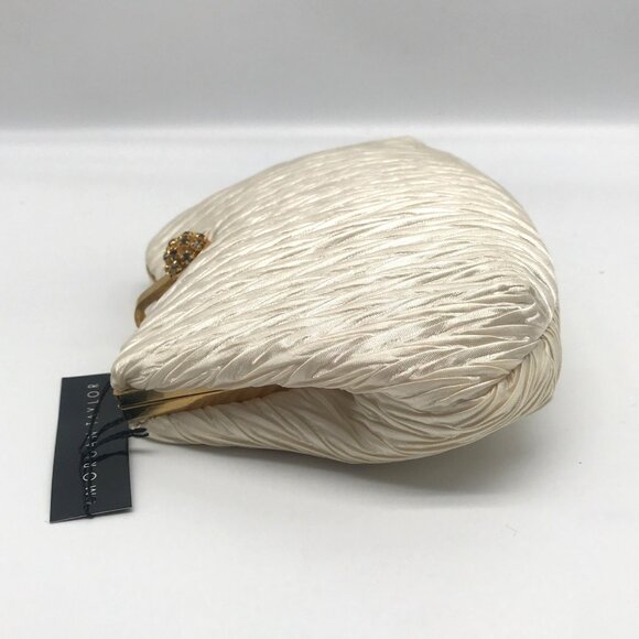 Morgan Taylor Ruched Ivory Satin Evening Crossbody - Picture 3 of 11